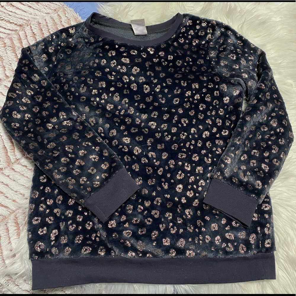 Animal print plush sweatshirt